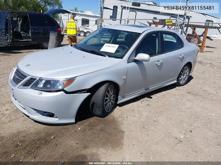 2008 Saab 9-3 2.0T VIN: YS3FB49YX81155481 Lot: 45083961