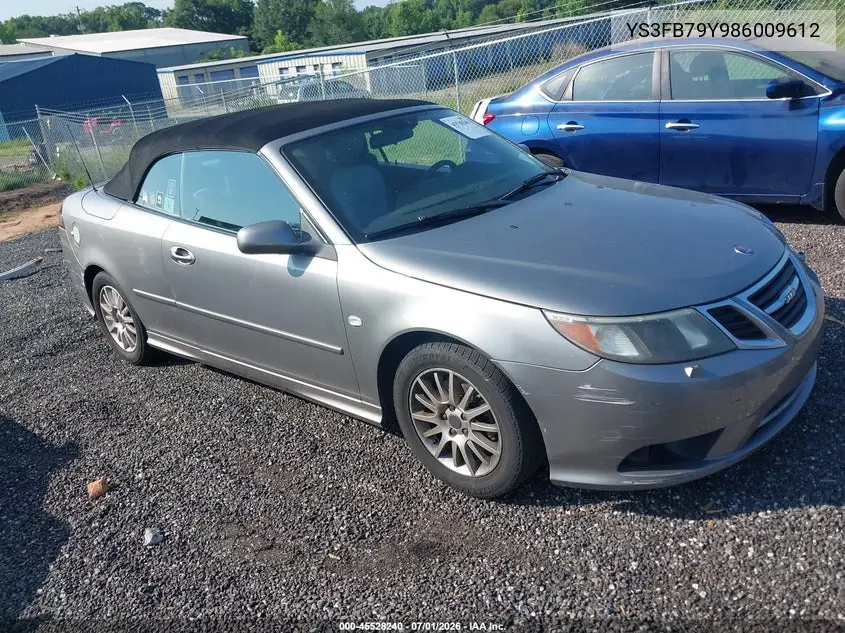 2008 Saab 9-3 2.0T VIN: YS3FB79Y986009612 Lot: 45528240