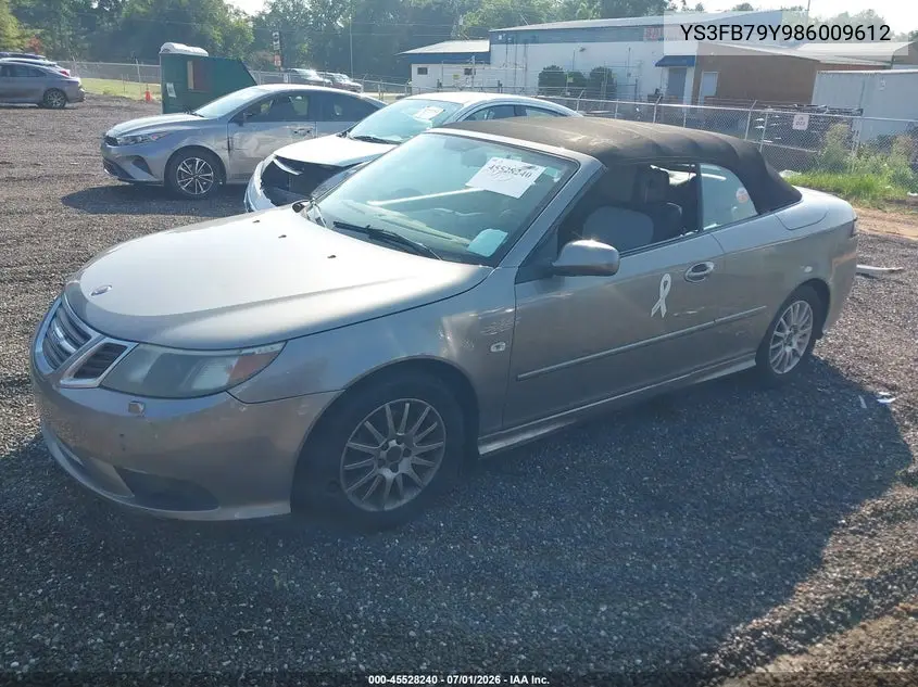 2008 Saab 9-3 2.0T VIN: YS3FB79Y986009612 Lot: 45528240