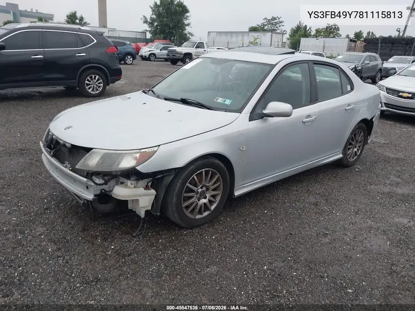 2008 Saab 9-3 2.0T VIN: YS3FB49Y781115813 Lot: 45547536
