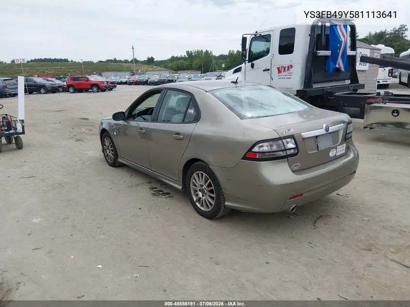2008 Saab 9-3 2.0T VIN: YS3FB49Y581113641 Lot: 45556191