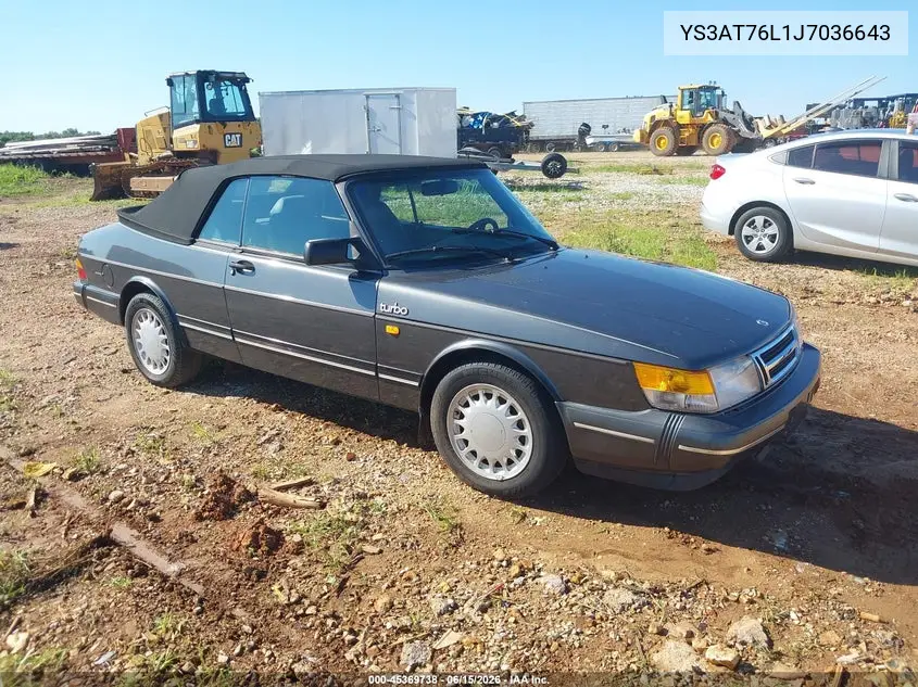 1988 Saab 900 VIN: YS3AT76L1J7036643 Lot: 45369738