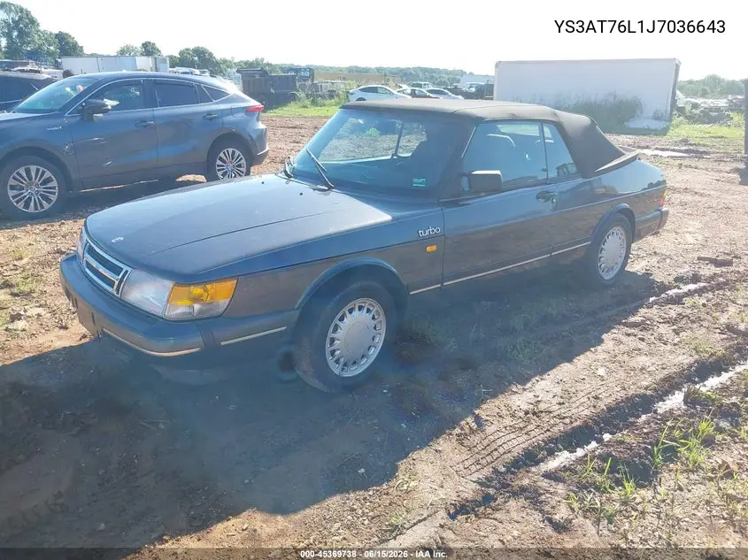 1988 Saab 900 VIN: YS3AT76L1J7036643 Lot: 45369738