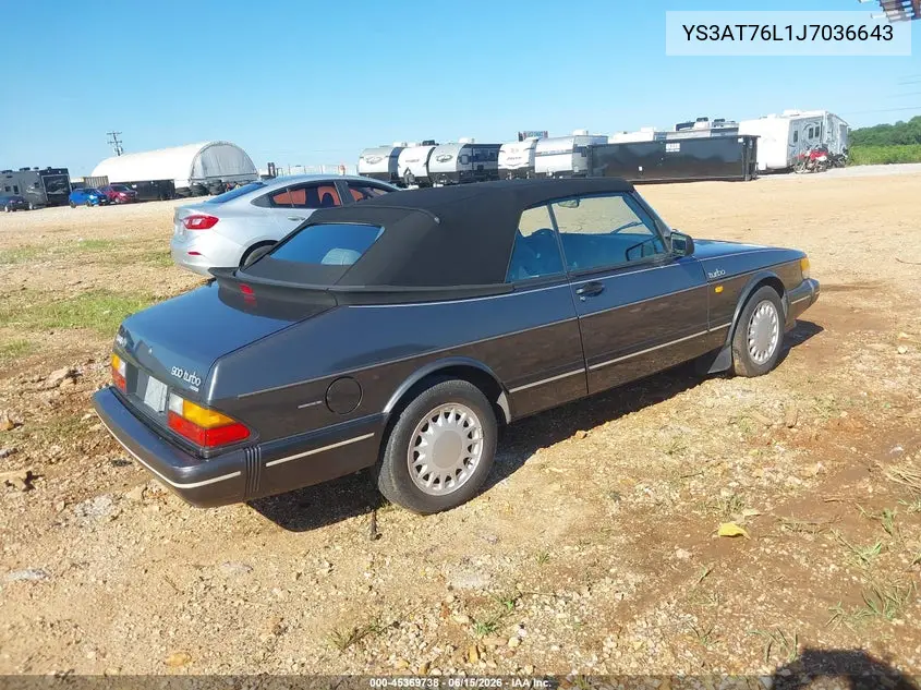 1988 Saab 900 VIN: YS3AT76L1J7036643 Lot: 45369738