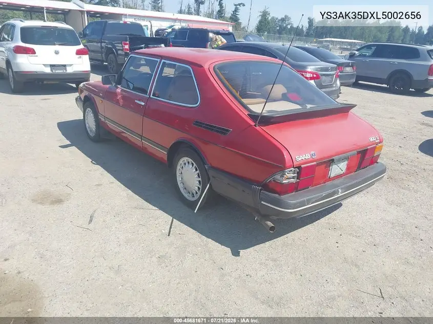 1990 Saab 900 S VIN: YS3AK35DXL5002656 Lot: 45681671