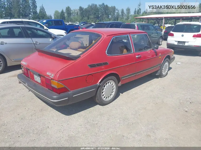 1990 Saab 900 S VIN: YS3AK35DXL5002656 Lot: 45681671