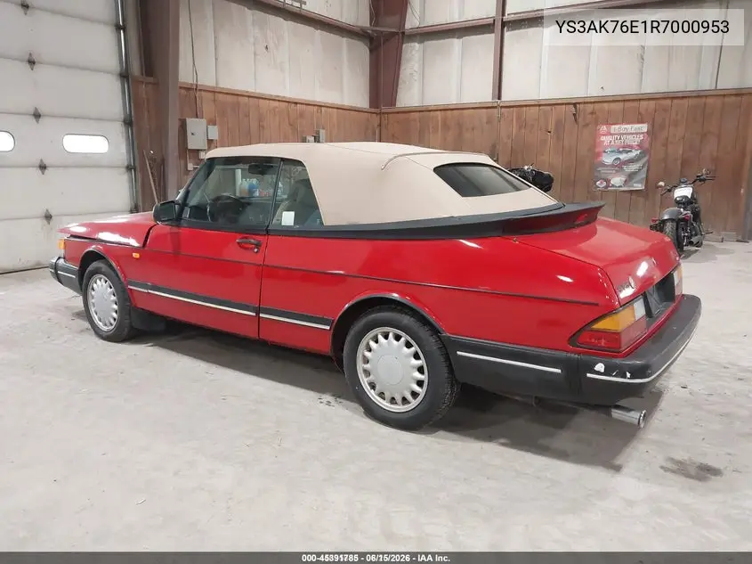 1994 Saab 900 S VIN: YS3AK76E1R7000953 Lot: 45391785