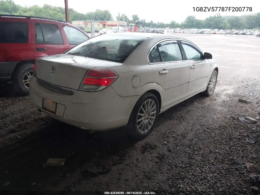 2007 Saturn Aura Xr VIN: 1G8ZV57787F200778 Lot: 42539399