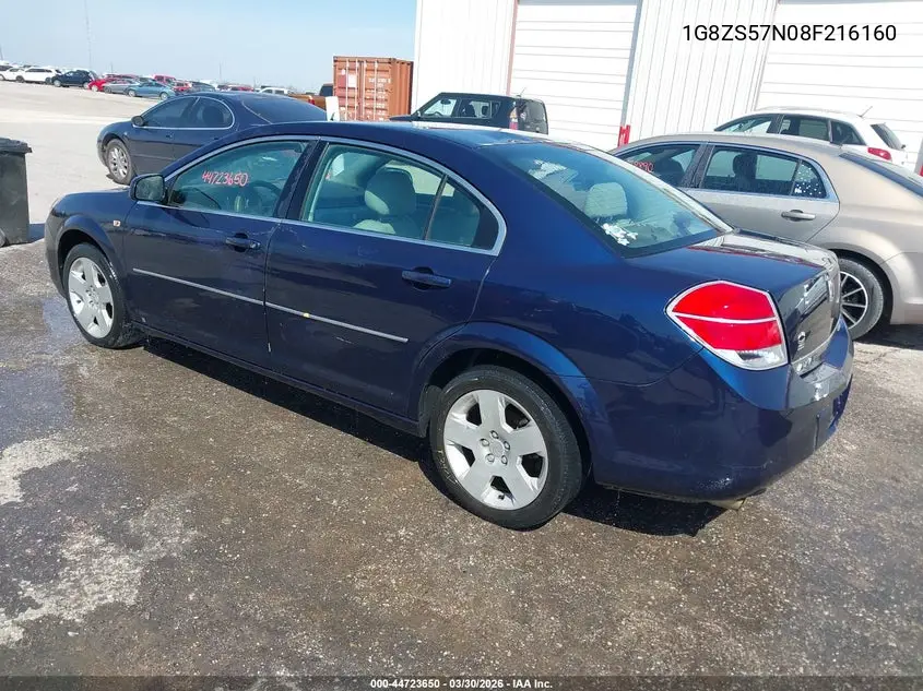 2008 Saturn Aura Xe VIN: 1G8ZS57N08F216160 Lot: 44723650