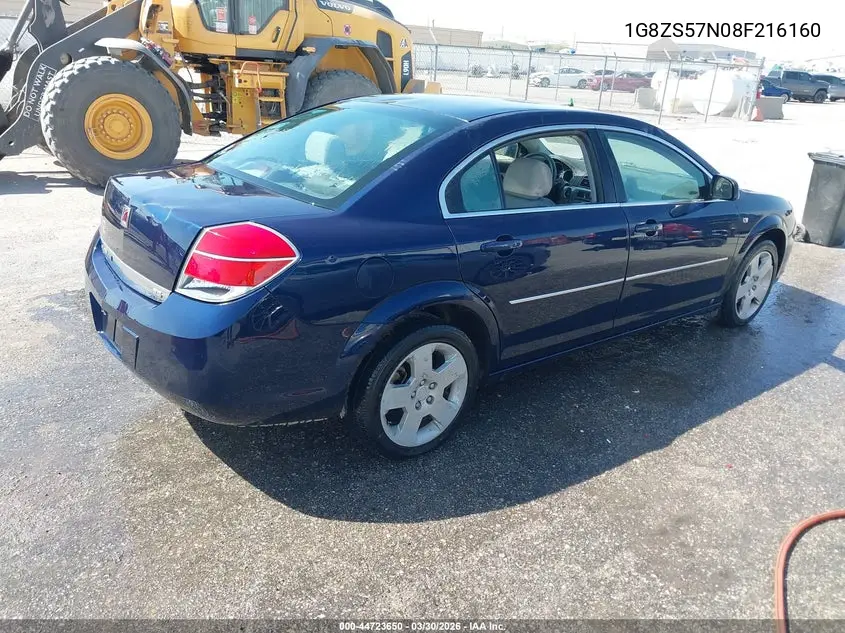 2008 Saturn Aura Xe VIN: 1G8ZS57N08F216160 Lot: 44723650