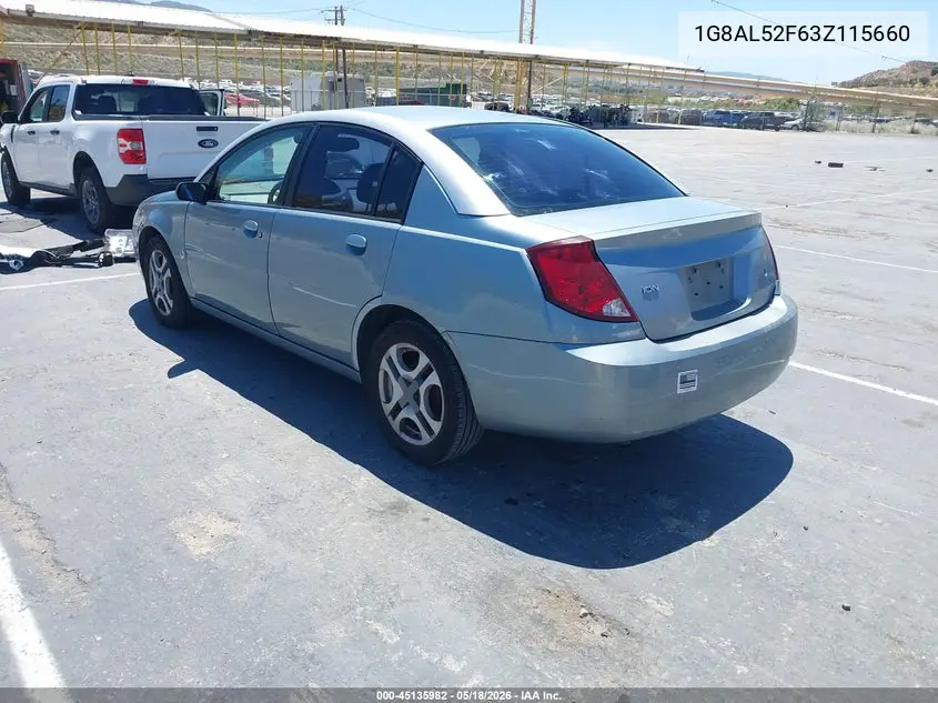 2003 Saturn Ion 3 VIN: 1G8AL52F63Z115660 Lot: 45135982
