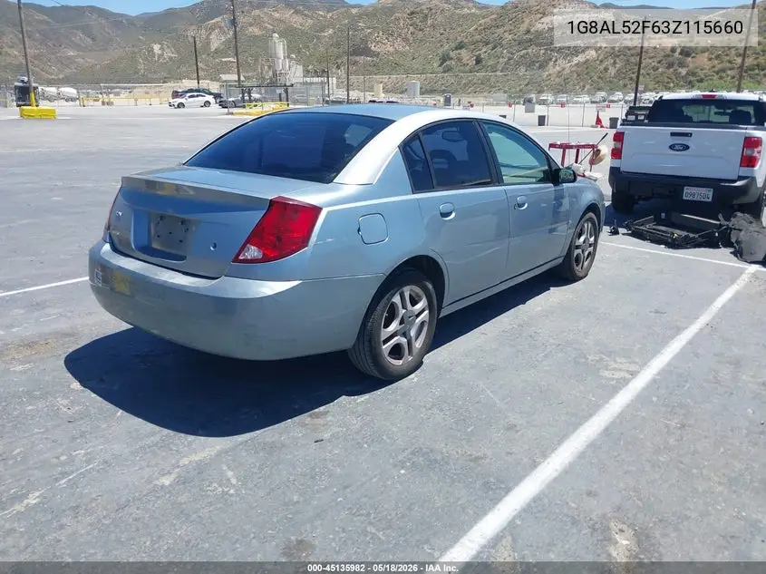 2003 Saturn Ion 3 VIN: 1G8AL52F63Z115660 Lot: 45135982