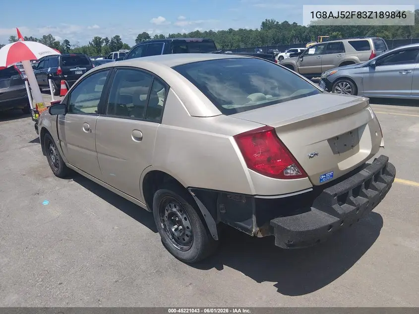 2003 Saturn Ion 2 VIN: 1G8AJ52F83Z189846 Lot: 45221043