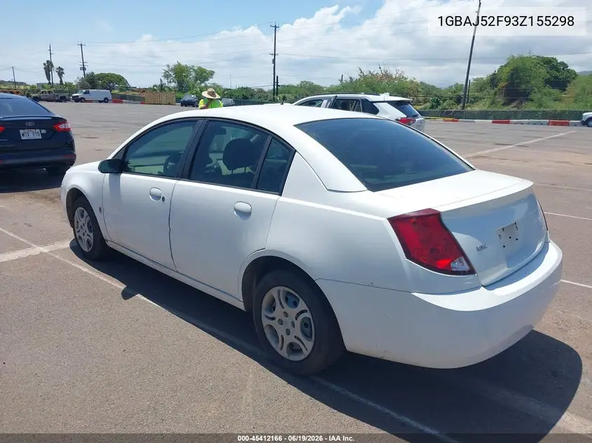 2003 Saturn Ion VIN: 1GBAJ52F93Z155298 Lot: 45412166