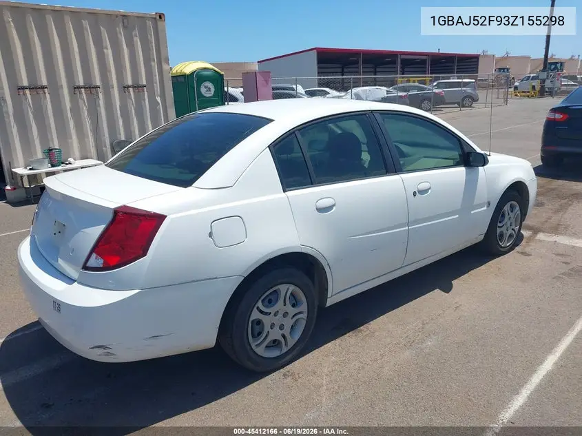 2003 Saturn Ion VIN: 1GBAJ52F93Z155298 Lot: 45412166