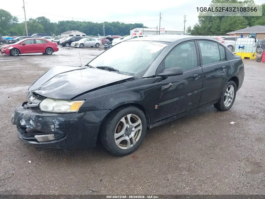 2003 Saturn Ion 3 VIN: 1G8AL52F43Z108366 Lot: 45472145