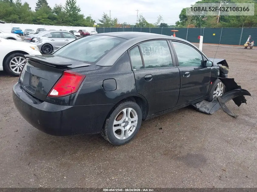 2003 Saturn Ion 3 VIN: 1G8AL52F43Z108366 Lot: 45472145