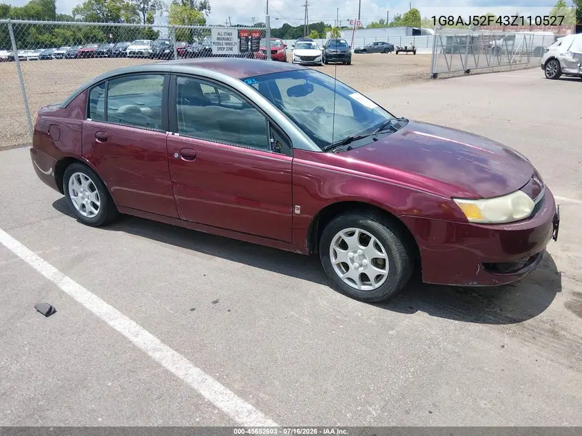 2003 Saturn Ion 2 VIN: 1G8AJ52F43Z110527 Lot: 45652603