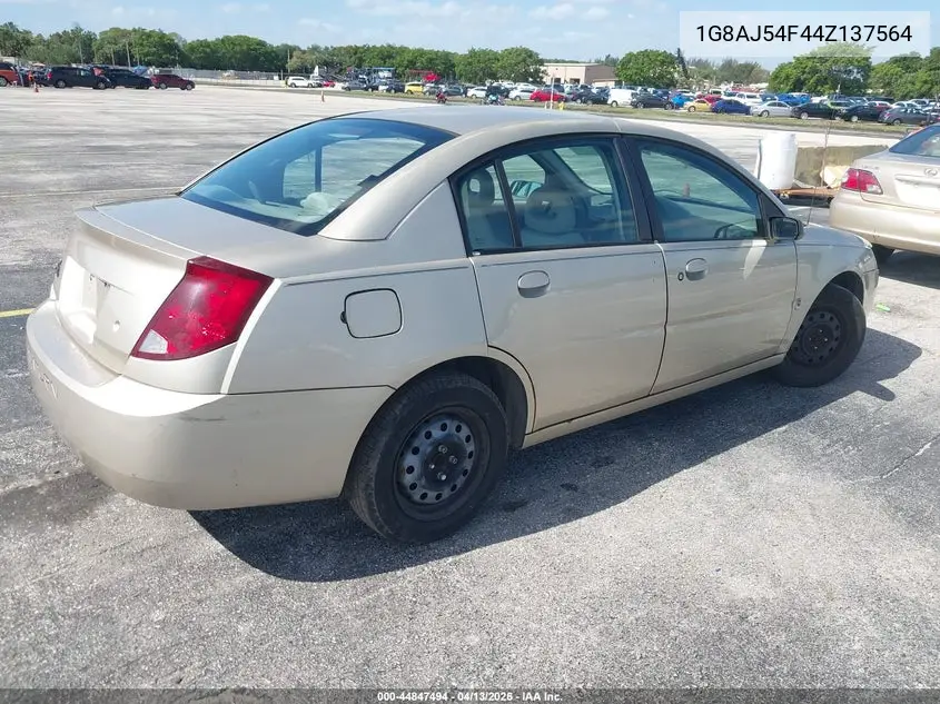 2004 Saturn Ion 2 VIN: 1G8AJ54F44Z137564 Lot: 44847494