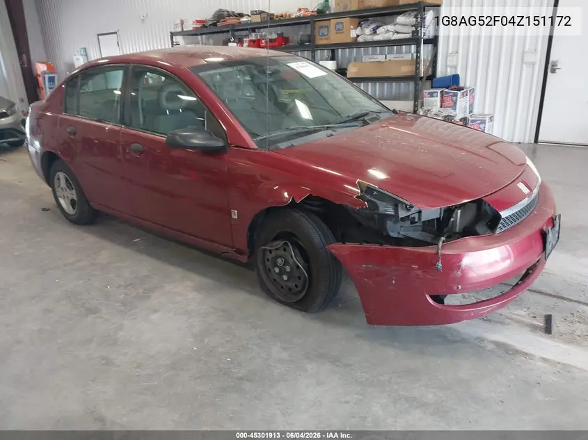 2004 Saturn Ion 1 VIN: 1G8AG52F04Z151172 Lot: 45301913
