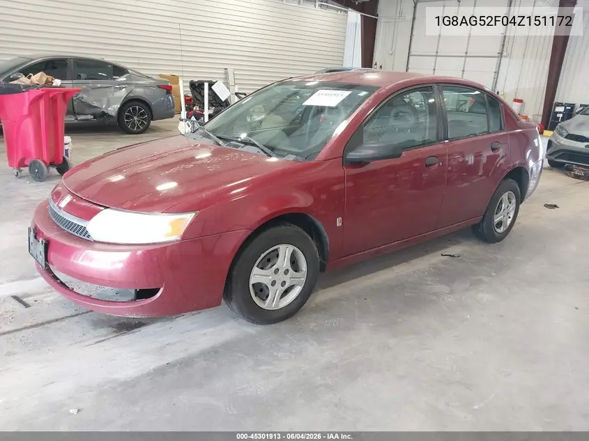 2004 Saturn Ion 1 VIN: 1G8AG52F04Z151172 Lot: 45301913