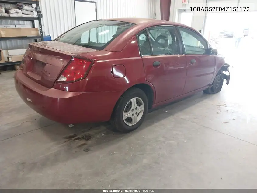 2004 Saturn Ion 1 VIN: 1G8AG52F04Z151172 Lot: 45301913