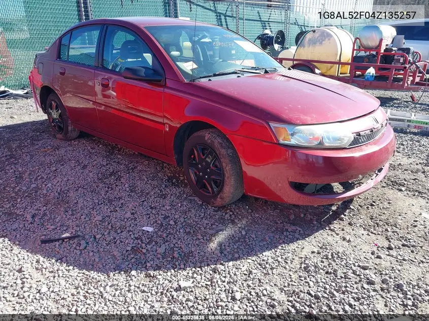 2004 Saturn Ion 3 VIN: 1G8AL52F04Z135257 Lot: 45325635