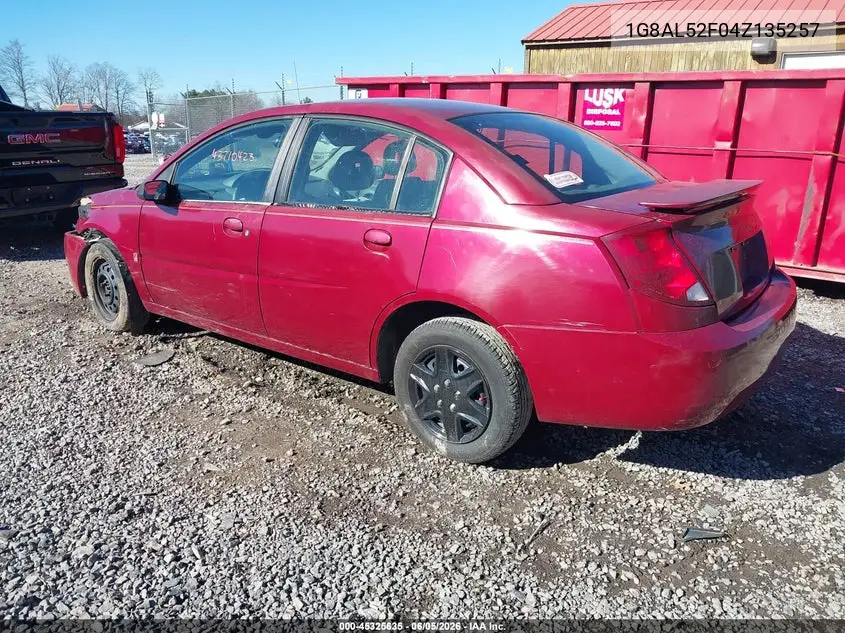 2004 Saturn Ion 3 VIN: 1G8AL52F04Z135257 Lot: 45325635