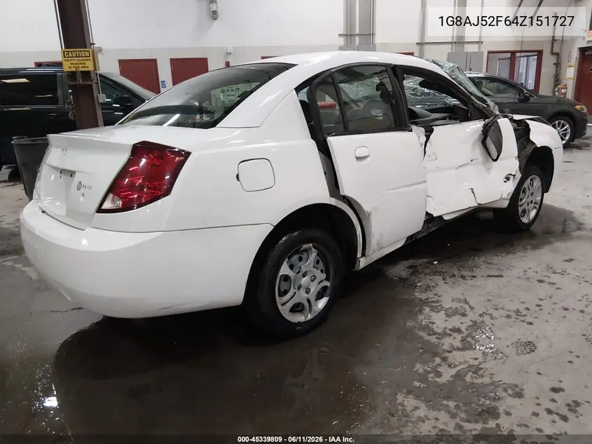 2004 Saturn Ion Ion 2 VIN: 1G8AJ52F64Z151727 Lot: 45339809