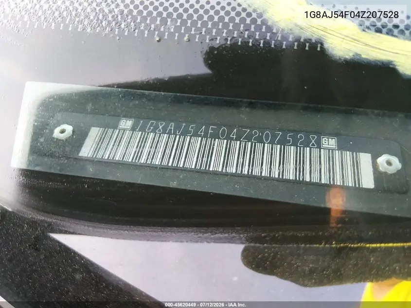 2004 Saturn Ion Ion 2 VIN: 1G8AJ54F04Z207528 Lot: 45620449