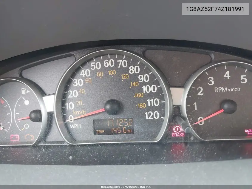 2004 Saturn Ion Ion 2 VIN: 1G8AZ52F74Z181991 Lot: 45685359