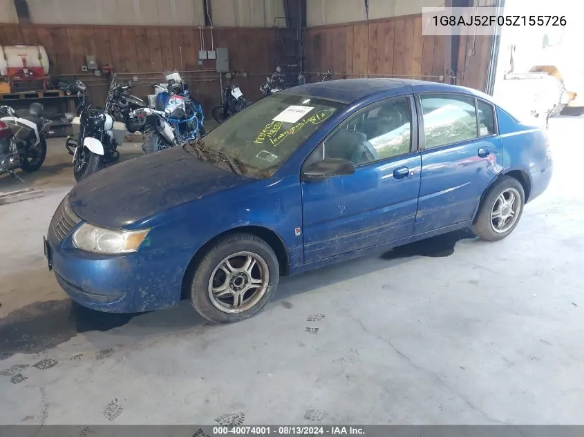 2005 Saturn Ion 2 VIN: 1G8AJ52F05Z155726 Lot: 40074001