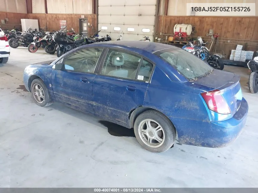 2005 Saturn Ion 2 VIN: 1G8AJ52F05Z155726 Lot: 40074001