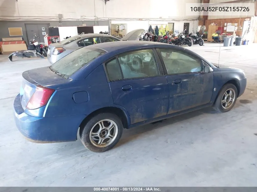 2005 Saturn Ion 2 VIN: 1G8AJ52F05Z155726 Lot: 40074001