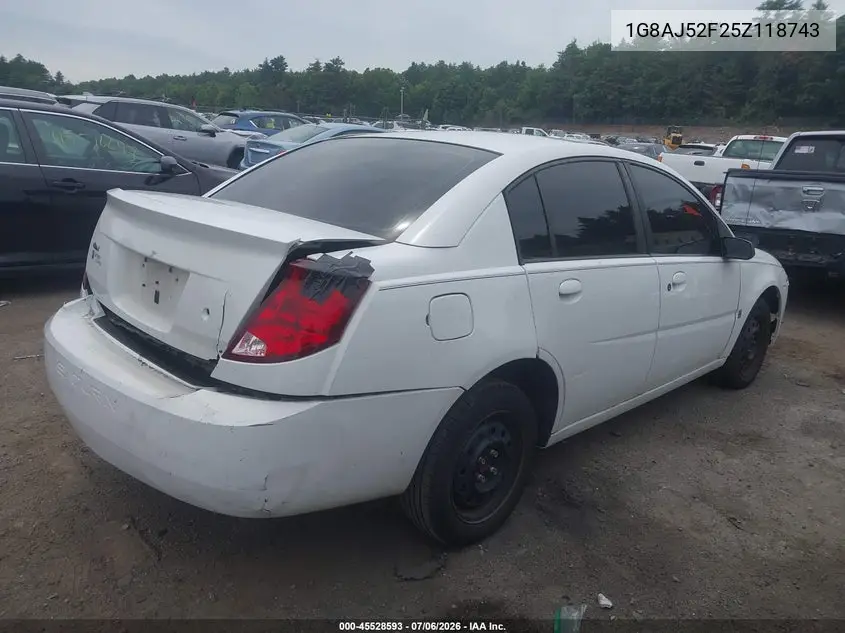 2005 Saturn Ion 2 VIN: 1G8AJ52F25Z118743 Lot: 45528593