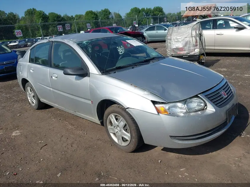 2006 Saturn Ion 2 VIN: 1G8AJ55F76Z205910 Lot: 45352456