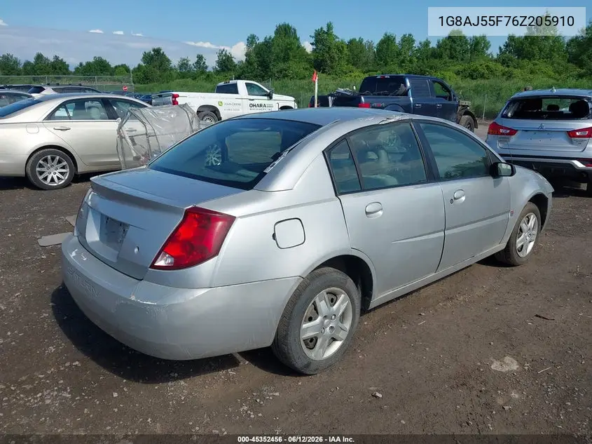 2006 Saturn Ion 2 VIN: 1G8AJ55F76Z205910 Lot: 45352456