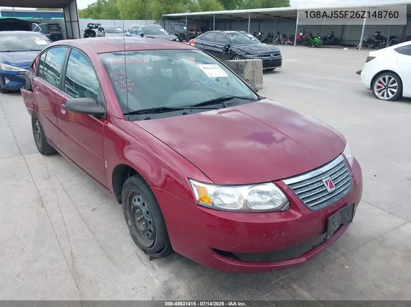 2006 Saturn Ion 2 VIN: 1G8AJ55F26Z148760 Lot: 45631415