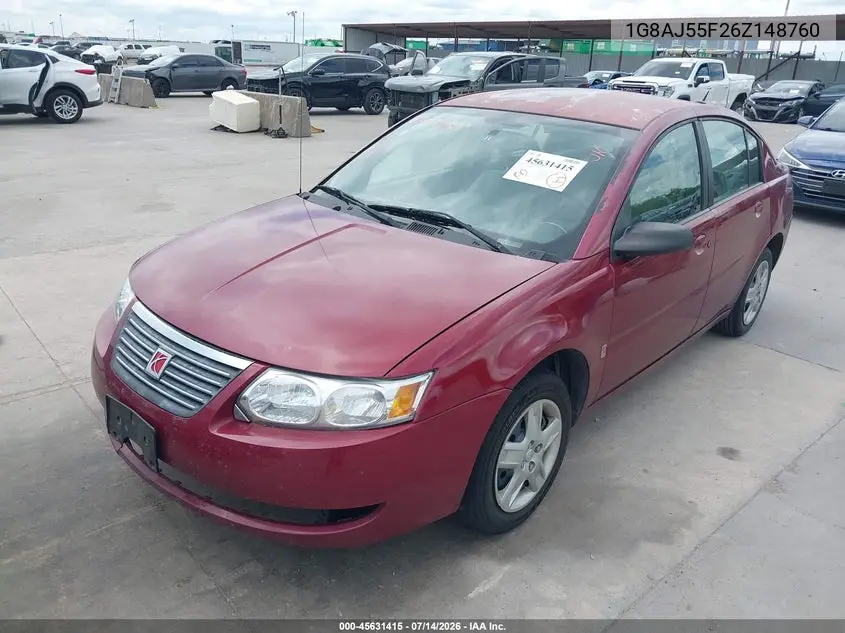 2006 Saturn Ion 2 VIN: 1G8AJ55F26Z148760 Lot: 45631415