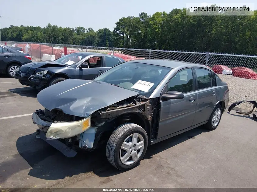 2006 Saturn Ion 2 VIN: 1G8AJ58F26Z181074 Lot: 45651723