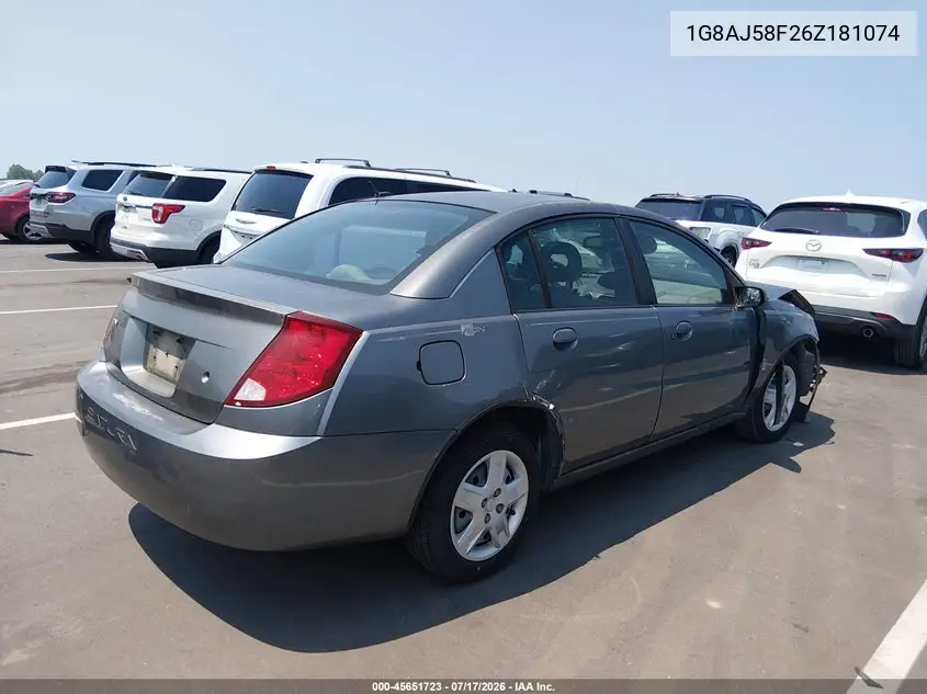 2006 Saturn Ion 2 VIN: 1G8AJ58F26Z181074 Lot: 45651723