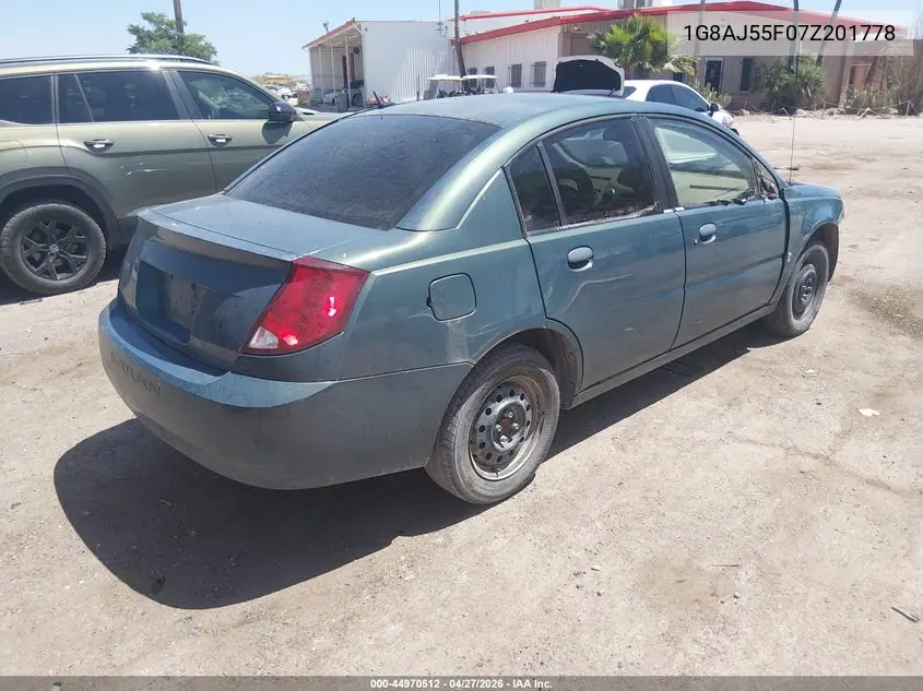 2007 Saturn Ion 2 VIN: 1G8AJ55F07Z201778 Lot: 44970512