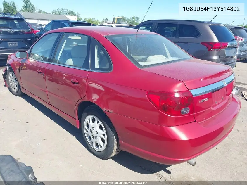 2003 Saturn L-Series L200 VIN: 1G8JU54F13Y514802 Lot: 45233368