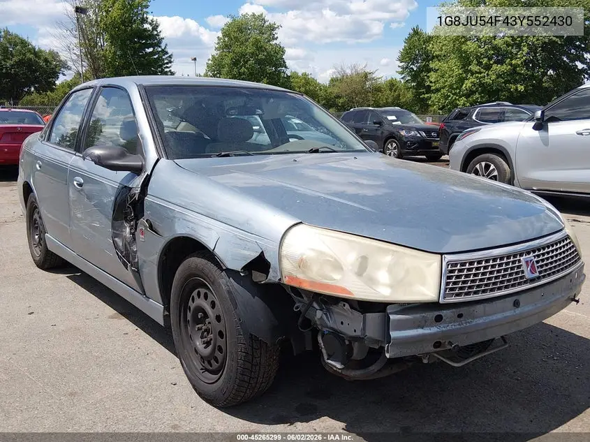 2003 Saturn L-Series L200 VIN: 1G8JU54F43Y552430 Lot: 45265299