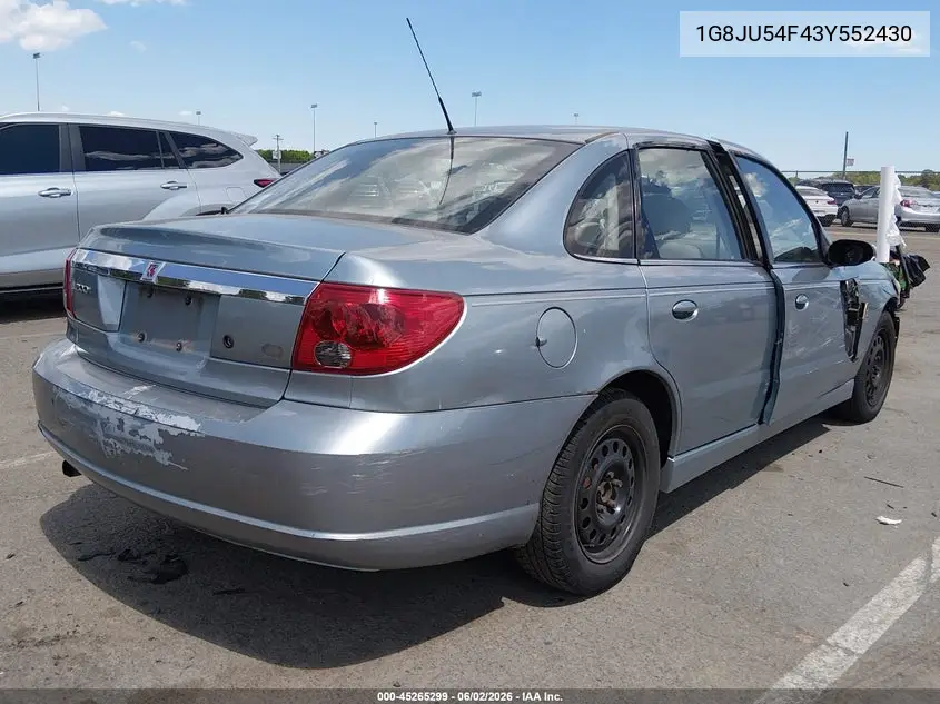 2003 Saturn L-Series L200 VIN: 1G8JU54F43Y552430 Lot: 45265299