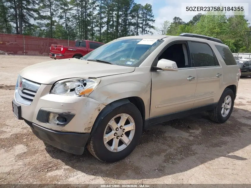 2008 Saturn Outlook Xr VIN: 5GZER23758J184355 Lot: 44712985