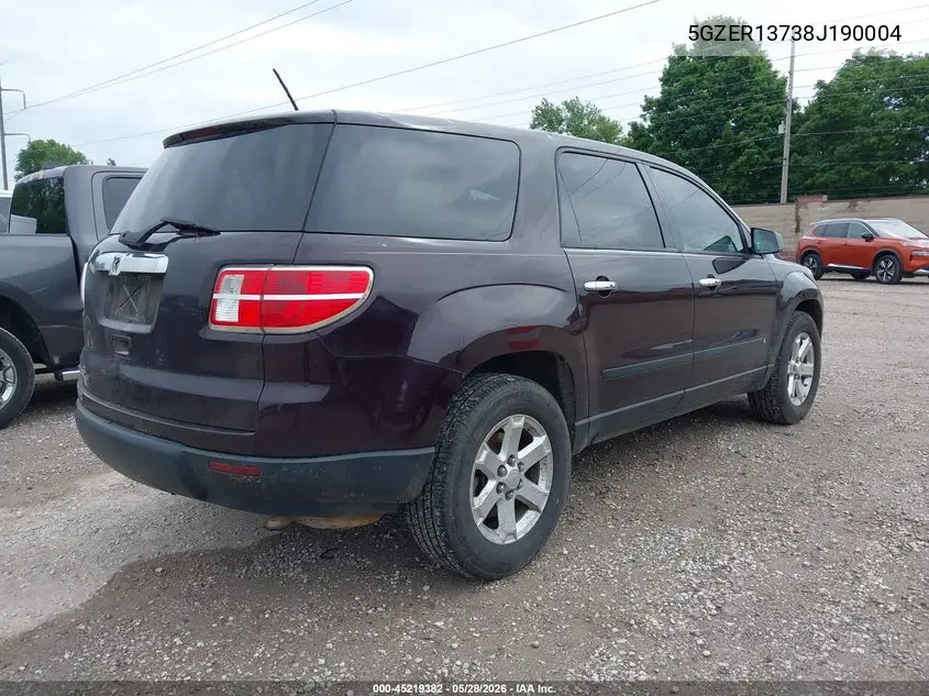 2008 Saturn Outlook Xe VIN: 5GZER13738J190004 Lot: 45219382