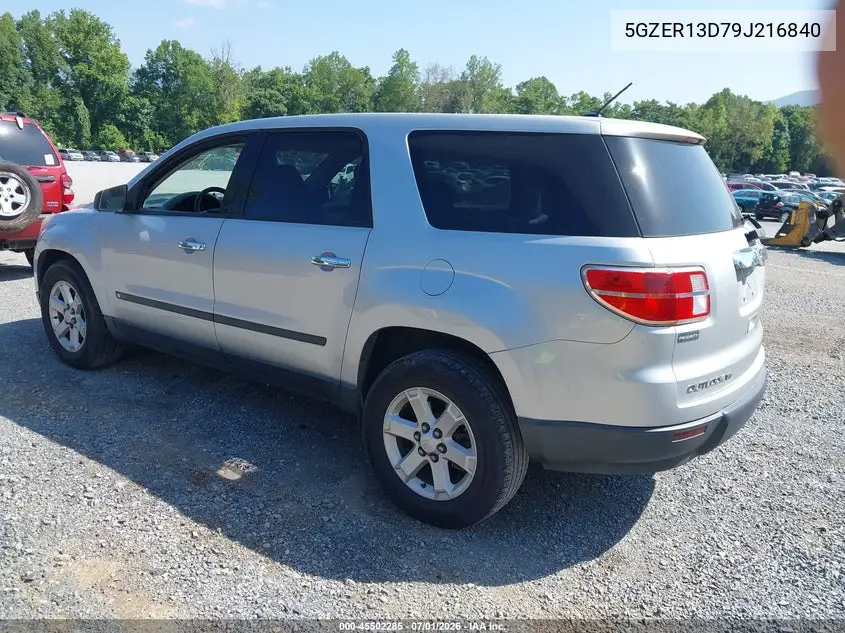 2009 Saturn Outlook Xe VIN: 5GZER13D79J216840 Lot: 45502285