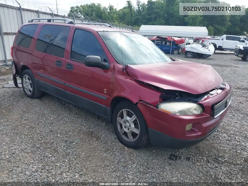 2005 Saturn Relay Fwd VIN: 5GZDV03L75D210103 Lot: 45210393