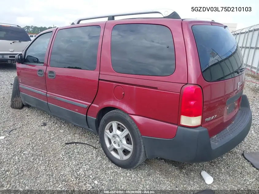 2005 Saturn Relay Fwd VIN: 5GZDV03L75D210103 Lot: 45210393